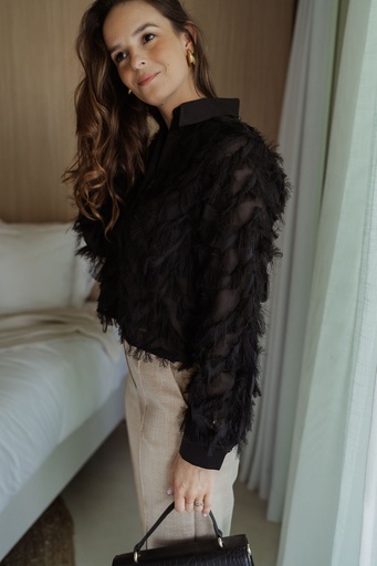 Myline Fluffy Cropped Shirt Black