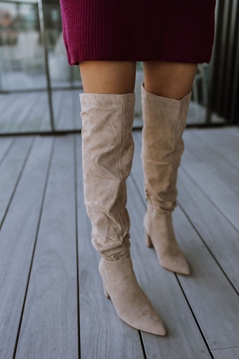 Overknee Boots Beige